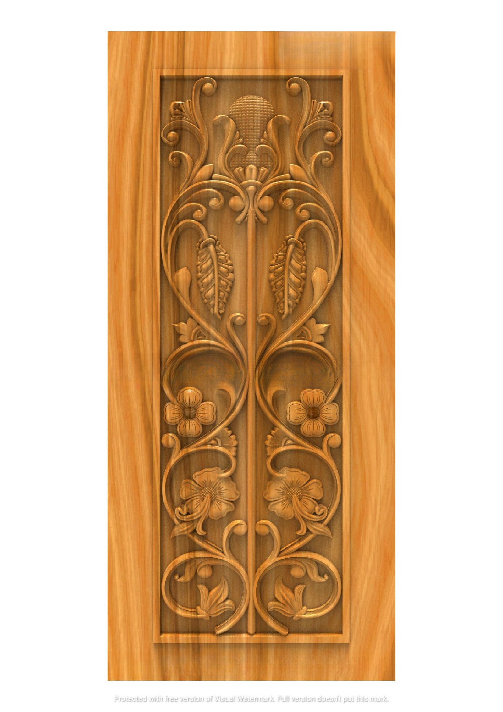 GSK DELITE DOORS - DL-26 Floral Scrollwork Elegant Wooden Door 3D Model